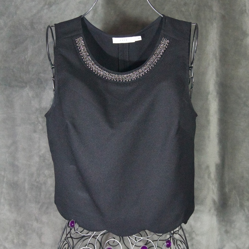 Lush scalloped crop top with embellished neck line size M